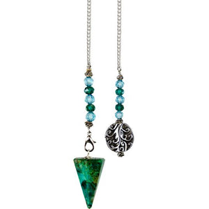 Pendulum – Gemstone– Hexagonal – Chrysocolla + Tree