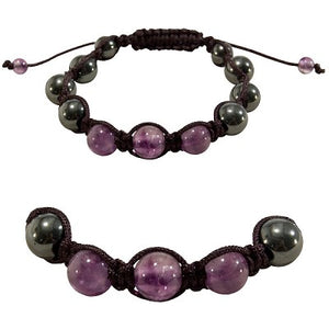 Gemstone Shamballa Bracelet - Amethyst / Hematite